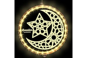 NOJGAC Ramadan Window Lights Decoration, Ramadan Decoration Window Lights with Portable Suction Cup, Eid Mubarak Islamic Muslim Fairy Light Decor for Outdoor Indoor Patio Bedroom Party(16cm)