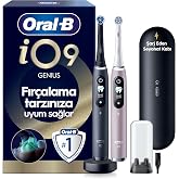 Oral-B iO9 Şarjlı/Elektrikli Diş Fır&ccedil;ası, 2'li Set, Rose Quartz & Siyah, 2 Fır&ccedil;a Başlığı, Hızlı Manyetik Şarj Cihazı, Uzun &Ouml;m