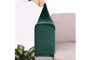 VIKAUL Set of 4 Spandex Armrest Covers Anti-Slip Couch Arm Covers Thick Velvet Armchair Slipcovers Removable Armchair Covers for Sofas Recliner Chairs Office,Dark Green