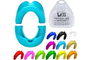 TRYSALAR Mouth Guard for Teeth Professional Mouth Guard with Braces for Sports MMA Boxing Rugby Hockey Martial Arts Karate Basketball Lacrosse Muay Thai Combat Contact Teenagers and Adults (Baby Blue)