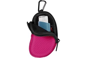 MEDMAX Neopren Tasche für Asthma Inhalator, Tragetasche mit Karabinerhaken und Netztasche innen, Reise-Holster Halter für L-förmigen Asthma-Inhalatoren (Rosarot) (Roserot)