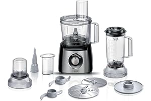 Bosch Robot da Cucina Multifunzione Compatto MCM3501M, Oltre 50 Funzioni, 800 W, Ciotola 2,3 L, Accessorio Frullatore e Tritatutto Inclusi, Tanti Accessori per Macinare, Affettare, Impastare, Nero