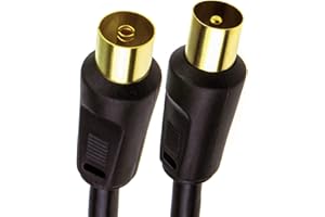 kenable RF Coaxial TV Aerial Lead Coax Plug to Socket Black RG59 Cable GOLD 1m [1 metres]
