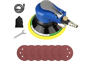 Uten Ponceuse Orbitale Pneumatique à Double Action de Disque Ø 152 mm 6“ avec Régulation de la Vitesse avec 7 pièces de Papier Abrasif