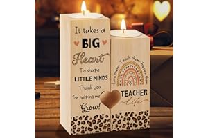 Tulolvae Teacher Gifts for Women, Heart Shaped Wooden Candle Holder, Thank You Best Teacher Gifts, Christmas Thanksgiving Graduation Gifts for Teachers, Female Male Teacher Leaving Gifts