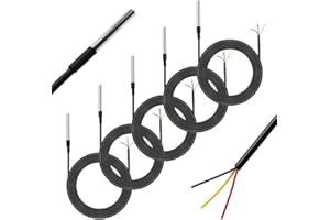 GIAK 5Stk DS18B20 Temperatursensor 3M Wasserdicht Temperaturfühler Edelstahl Waterproof Probe Kompatibel mit Raspberry Pi inklusive E-Book