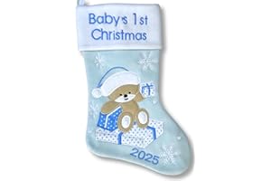 HEART'S SIGN Heart’s Sign Primer calcetín de Navidad del bebé 2025 | Mi Primera Navidad con mi niño o niña | Medias para recién Nacidos - Adornos navideños, Azul