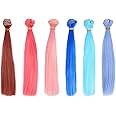 TOYANDONA Straight Doll Hair 6Pcs Doll Wigs Handcraft Doll Hair Fashion Dolls & Accessories for Kids Girls Doll Making, DIY Art and Craft (100x15cm)