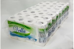 Vella Pack économique de 64 rouleaux de papier toilette - Triple épaisseur - Blanc - Fibres en cellulose - 150 feuilles par rouleau
