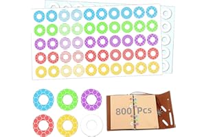 COZEVDNT Hole Punch Reinforcement Paper Ring Labels Stickers, Colorful Hole Punch Reinforcement Sticker Labels, Tear Resistant Plastic Circles Hole Protectors, for Loose-Leaf Paper Sheets Office School Home