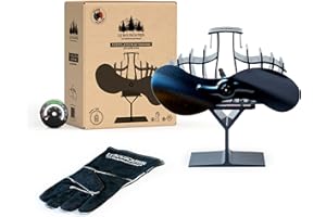Le Bouscatier Ventilateur de poêle à bois 2 lames 21cm, double puce alimentées par la chaleur sans électricité pour poêle à bois fonte et acier, gant anti-chaleur et thermomètre offert