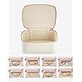 Vlando Travel Jewellery Box, PU Leather Jewellery Organiser with 8 Velvet Jewellery Pouch, Jewellery Case for Necklace,Ring,Earring,Watch, Gifts for Women - White M