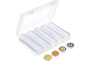 SOGHO 100 capsule per monete, 25 mm, trasparenti con scatola di immagazzinaggio, in plastica acrilica trasparente, per monete commemorative