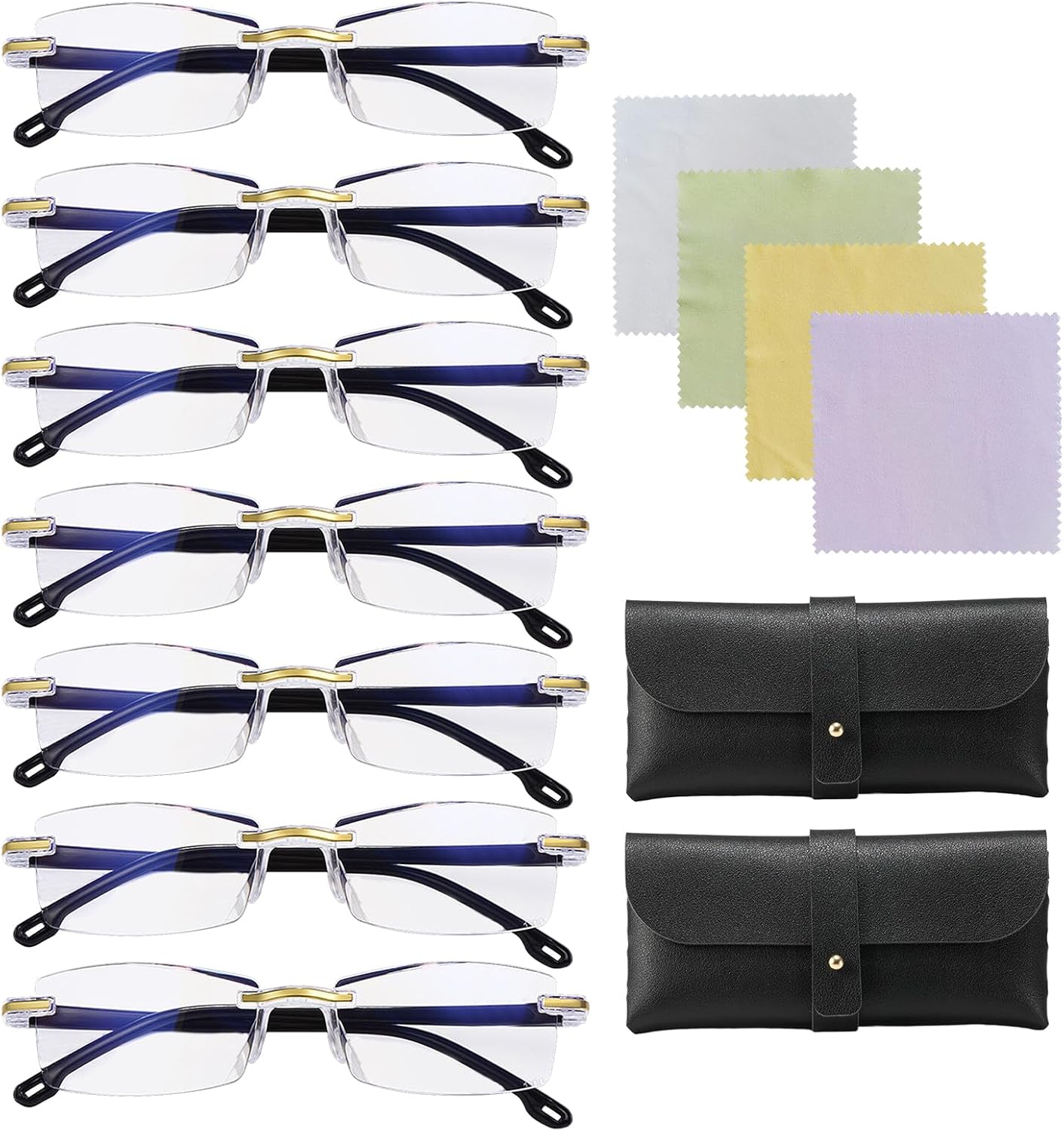 Eniyou 7 PCS Gafas Autograduables Inteligentes Gafas Presbicia Progresivas Hombre Inteligentes Lectura Hombre Luz Azul Reading Glasses Ajuste Automático de Enfoque de Cerca Lejos Anti-Luz Azul