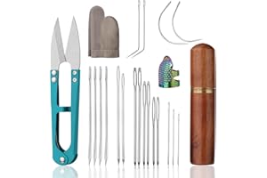 KUPPT Set di aghi in pelle, aghi per cucire in pelle, aghi per cucire a mano in pelle con aghi ricurvi, aghi per occhi grandi e bottiglia di stoccaggio Aghi in pelle per cucire a mano