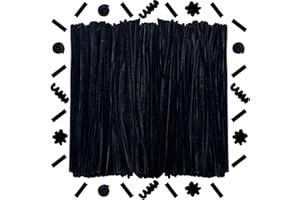 OUYIWEIMAOYI 200 Pcs Bastoncini in ciniglia, Scovolini colorati，Steli di ciniglia decorativi,Decorativi in ciniglia Per Artigianato fai da te, Decorazioni, Natale,Creativi lavoretti (Black)