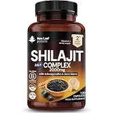 New Leaf Shilajit Complex 2000mg, Ashwagandha & Lion's Mane, 120 Capsules | High Strength Capsules, 60% Fulvic Acid, 2 Month