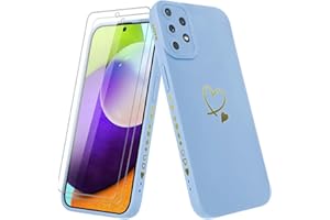 Vauki Hülle für Samsung Galaxy A52s 5G/A52 4G/5G mit 2 Stück Schutzfolie Handyhülle Mädchen mit Herz Motiv Muster Weiches Dünne Silikon TPU Stoßfest Kratzfeste Case für Samsung A52s 5G, Blau