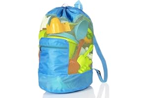 MOOKLIN ROAM Strandspielzeug Tasche, Wasserspielzeug Rücksack Beutel, Strandtasche Sandspielzeug Mesh Beach Bag, Kinder Badetasche Faltbare für Familie Urlaub, Spielwaren Nicht eingeschlossen,Hellblau