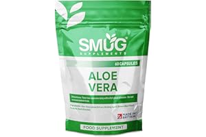SMUG Supplements Aloe Vera - 60 Capsules - High Strength Natural Herb to Support Colon Cleanse and Detox - Two-a-Day - Equivalent to 12000mg Leaf Juice - Made in Britain