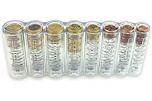 EFFEKTIVO Distributore di monete per tutte le monete in euro Portamonete Euro con scala Monete, colore: trasparente