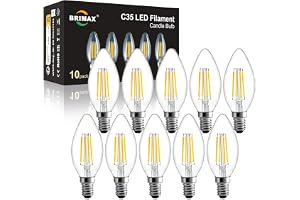 BRIMAX E14 LED-ljuskälla Dimbar 4W 400 lm 2700K, C35 Filament 10-pack | AC220-240V, motsvarar 40W, mjuk varmvit, energibesparande, för sänglampor, vägglampor, ljuskronor