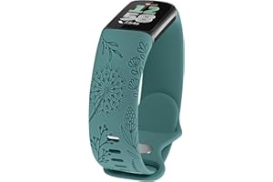 ‎TOYOUTHS TOYOUTHS Löwenzahn Floral Gravierte Armband Kompatibel mit Fitbit Charge 6/Charge 5 Armband Damen, Frauen Blume Fancy Cute Weich Silikon Sport Solo Loop Armbänder für Charge 6