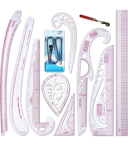 Set Di 4 Righelli Da Cucito In Plastica Flessibile: Curva Francese, Pattern Master, Dritto E Multifunzione, Per Sartoria E Fashion Design
