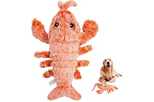 HEMORE Juguete para perro con forma de langosta, 26 cm/10,2 pulgadas, juguetes interactivos para gatos con langosta Jumpinp, juguete para gatos en movimiento activado por movimiento, juguete para mastic