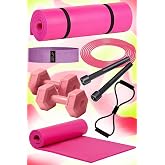 Leyaton Son Kalite Pilates Seti Inanılmaz Fiyat Pilates Minderi 2 Adet Dambıl Squat Band Atlama Ipi Diren&ccedil; pembe, gerhtrh5