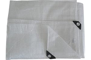 Bortaberg Tarpaulin Strengthened Waterproof Heavy Duty - Clear Tarp Sheet - Premium Quality Cover Made of 100gram/sm Reinforcing Mesh, for Camping Fishing Gardening Pets ([m]3x5 || 9.8'x16')