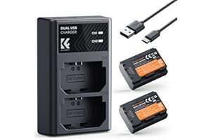 K&F CONCEPT NP-FZ100 Kamera Akku,2er Pack 2280mAh Kameraakku USB Dual Ladegerät für Sony Alpha 9, A9, Alpha 9R, A9R, Alpha 9S, A9S, A7RIII A7R3, A7 III, A7R4, A7RIV ZV-E10ii Digitalkameras