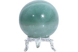 FASHIONZAADI Boule de Jade Verte avec support pour équilibrage des Chakras Boule Faite à la Main Reiki Boule de Cristal de guérison Cadeau Spirituel et décoration d'intérieur Taille : - 55-60 mm