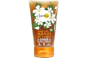 LOVEA - Gommage Corps - Monoï De Tahiti - Exfolie, Lisse & Adoucit - Texture Fondante - Grains Doux - 98% D'Origine Naturelle - Vegan - Fabriqué En France - 150 ml