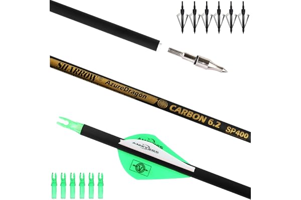 AMEYXGS 30" Flèches en Carbone 300 350 400 500 600 Spine avec Pointes Remplaçables Flèches de Chasse pour Arc à Poulies Arc Recourbé et Arc Long