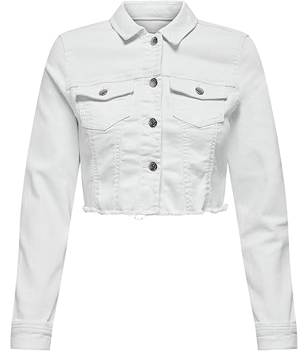 Giacca Di Jeans Donna Con Maniche 3/4 | Giacca Vintage Sbiadita Bianca, Girocollo, Abbottonata - Lavaggio Chic - Foto 9