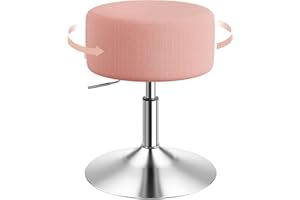 WOLTU Dressing Table Stool, Small Round Swivel Bar Stool, Height Adjustable, Upholstered Seat for Vanity Salon Massage Beauty, Pink Corduroy, BH409rs-1-UK