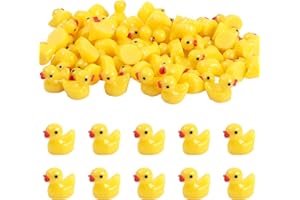 ONBAGLST Pack of 130 Mini Duck Resin Yellow Mini Duck Figures Miniature Ducks Small Ducks for Decoration of Miniature Landscape Gardens, Bonsai, Fish Tanks and Aquariums