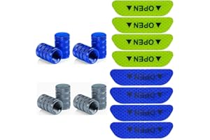 Senven 16pcs Capot de Valve Couleur de Haute qualité, Moto, Camion, vélo pour empêcher Les fuites d'air - Valve Pneu Universelle, Autocollant réfléchissant étanche pour Voiture(Bleu, Gris)