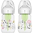Dr. Brown's Anti-Colic Options+ Wide-Neck Baby Bottle Designer Edition Bottles, Woodland Decos, 5oz/150 ml, Level 1 Teat, Pack of 2, 0m+