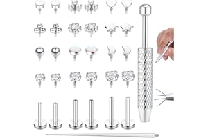 ADRAMATA 16G/18G Piercing Helix Labret Filettato Internamente Trago Orecchio Labbro CZ Ipoallergenico Orecchio Naso Medusa Cartilagine Helix Piercing Naso - 6/8/10MM