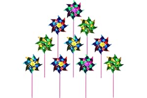 YFHUVB 40 PCS Foil Rainbow Pinwheel, Plastic Windmills for Garden Lawn Garden DIY Windmill, Windmill Bird Scarer Sparkly Reflective Pinwheels for Boys Girls Party Pinwheels Party Favor