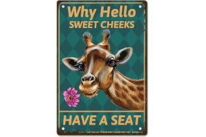 CREATCABIN giraff metall plåtskylt 'Why Hello Sweet Cheeks' skylt vintage roliga djur metallaffisch väggkonst trädgårdshus pl