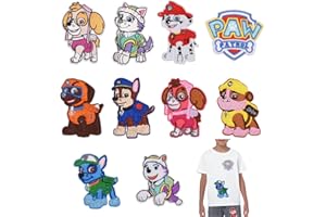 MODALI 10 Pièce Patch Thermocollant Vetement, Ecusson Thermocollant Enfant et Adultes Paw Dog Patrol, Ecusson a Coudre Accessoires de Bricolage, Renfort Genoux pour Vêtements, Chapeaux, Jeans, Vestes