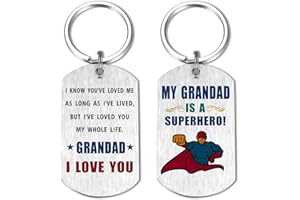 EE&YU Grandad Christmas Xmas Keyring Gifts - Best Hero Grandad Birthday Retirement Keyring, I Love Grandfather Gifts from Granddaughter Grandson