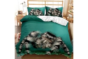 EHAOKK Set di biancheria da letto ragno rosso ragno nero peloso, copripiumino ragno 3 pezzi, copripiumino ragno 3D, set di biancheria da letto animali per bambini(C, 220 x 240 cm)