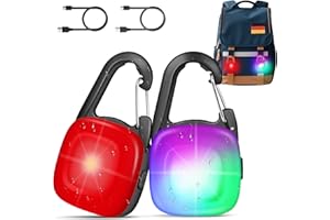 MonHall LED Blinklicht Schulranzen,2er Reflektoren Licht für Schulranzen Kinder mit 4 Modi,USB Aufladbar IP68 Wasserdicht Sicherheitslicht für Rucksack Haustier Nachtläufer Bergsteiger