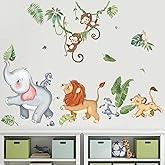 Wondever Safari Dieren Leeuwen Muurstickers Jungle Dieren Boomtak Vlinder Schil en Plak Muurkunst Decals voor Baby Kinderkamer Kinderslaapkamer Woonkamer