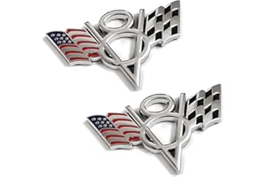 PTDecals 2pcs Argento Metallo US America Bandiera V8 Racing F1 Emblema Badge Adesivo per Auto Auto Van Paraurti Baule Boot Baule