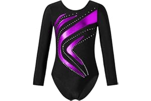 YiZYiF Ragazze Ginnastica Leotards Body Artistica Bambina Maniche Lunghe Completo Sportivo Body da Balletto Costume da Ballo Dancewear